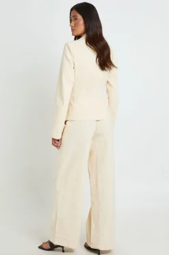 boohoo Pantalon Large Tailleur Aspect Lin Premium<Femme Pantalons|Tailleurs