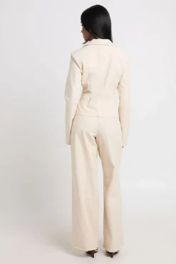 boohoo Pantalon Large Tailleur Aspect Lin<Femme Pantalons|Tailleurs
