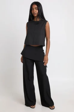 boohoo Pantalon Large Tailleur Avec Superposition Jupe<Femme Pantalons