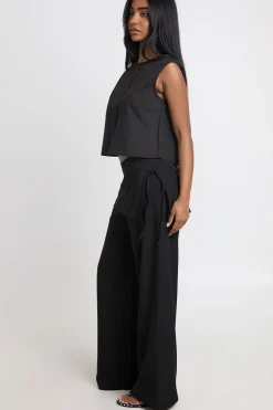 boohoo Pantalon Large Tailleur Avec Superposition Jupe<Femme Pantalons