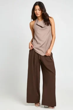 Pantalon Large Tailleur Avec Détail Panneau À Nouer