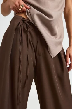 Pantalon Large Tailleur Avec Détail Panneau À Nouer