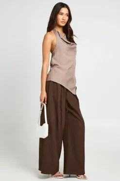 Pantalon Large Tailleur Avec Détail Panneau À Nouer