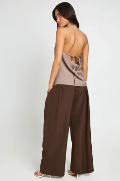 Pantalon Large Tailleur Avec Détail Panneau À Nouer