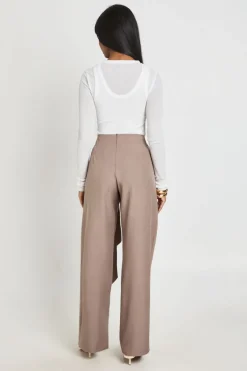 boohoo Pantalon Large Tailleur Avec Détail Drapé Noué<Femme Pantalons