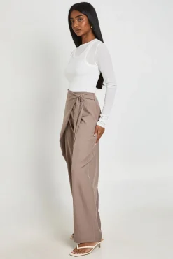 boohoo Pantalon Large Tailleur Avec Détail Drapé Noué<Femme Pantalons