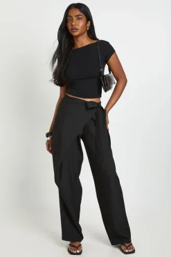 boohoo Pantalon Large Tailleur Avec Détail Nœud Drapé<Femme Pantalons