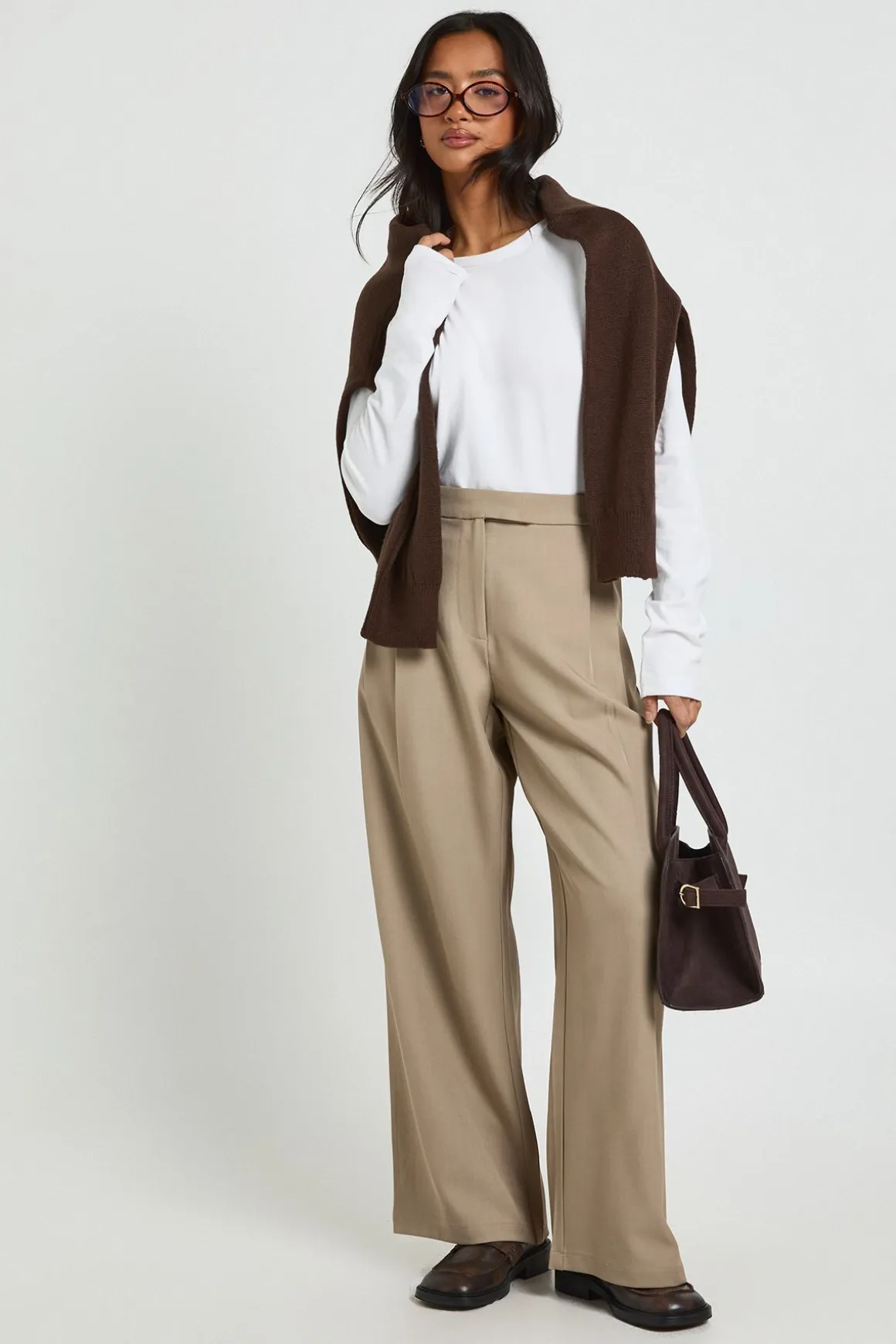 Pantalon Large Tailleur Basiques Boohoo Petite