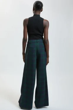 Pantalon Large Tailleur À Carreaux Tartan