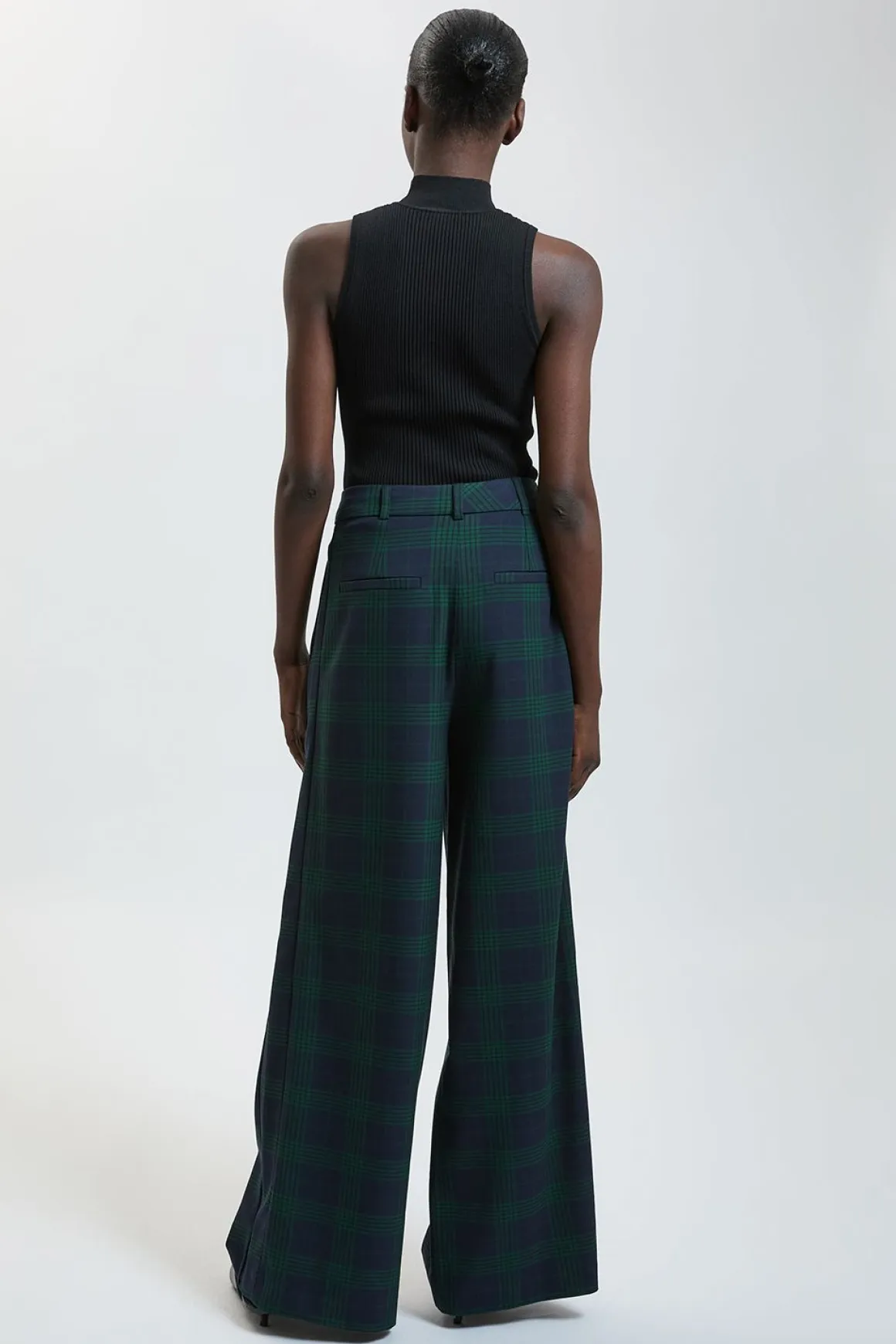 Pantalon Large Tailleur À Carreaux Tartan
