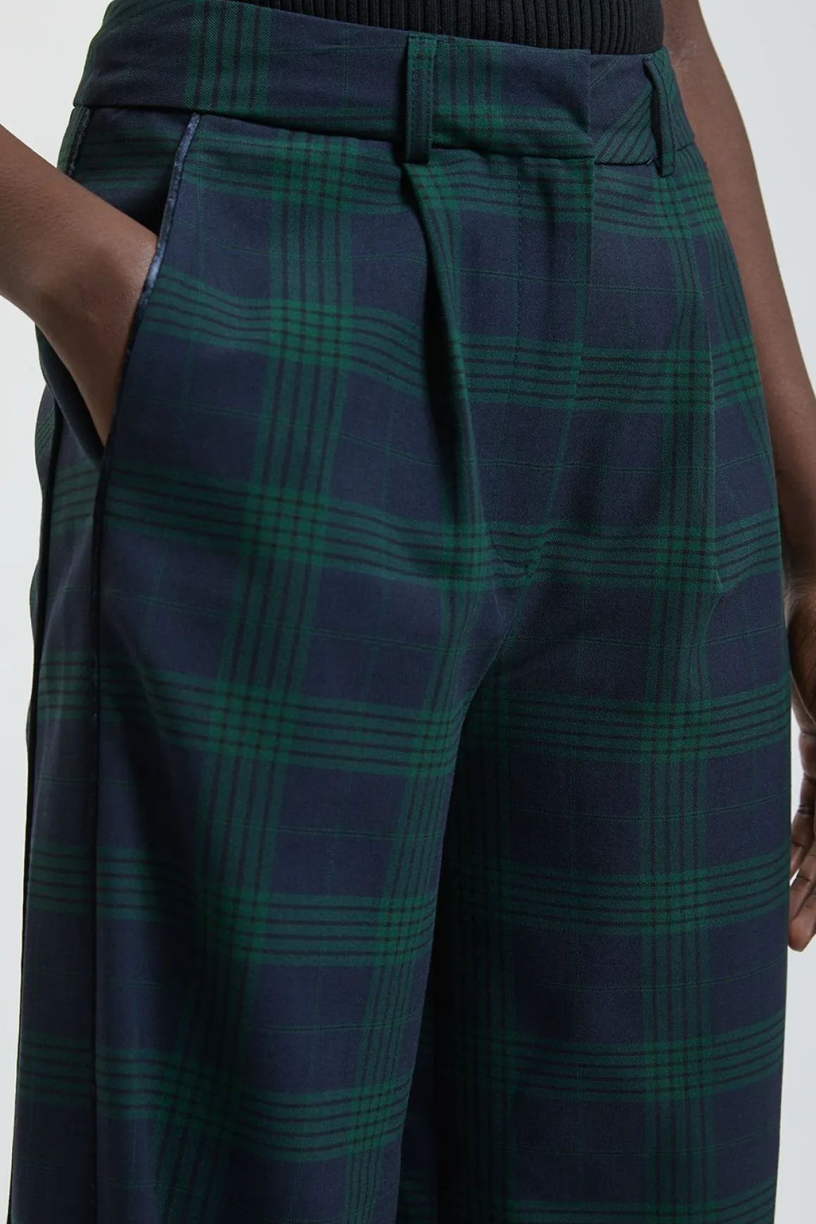 Pantalon Large Tailleur À Carreaux Tartan
