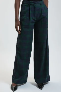 Pantalon Large Tailleur À Carreaux Tartan