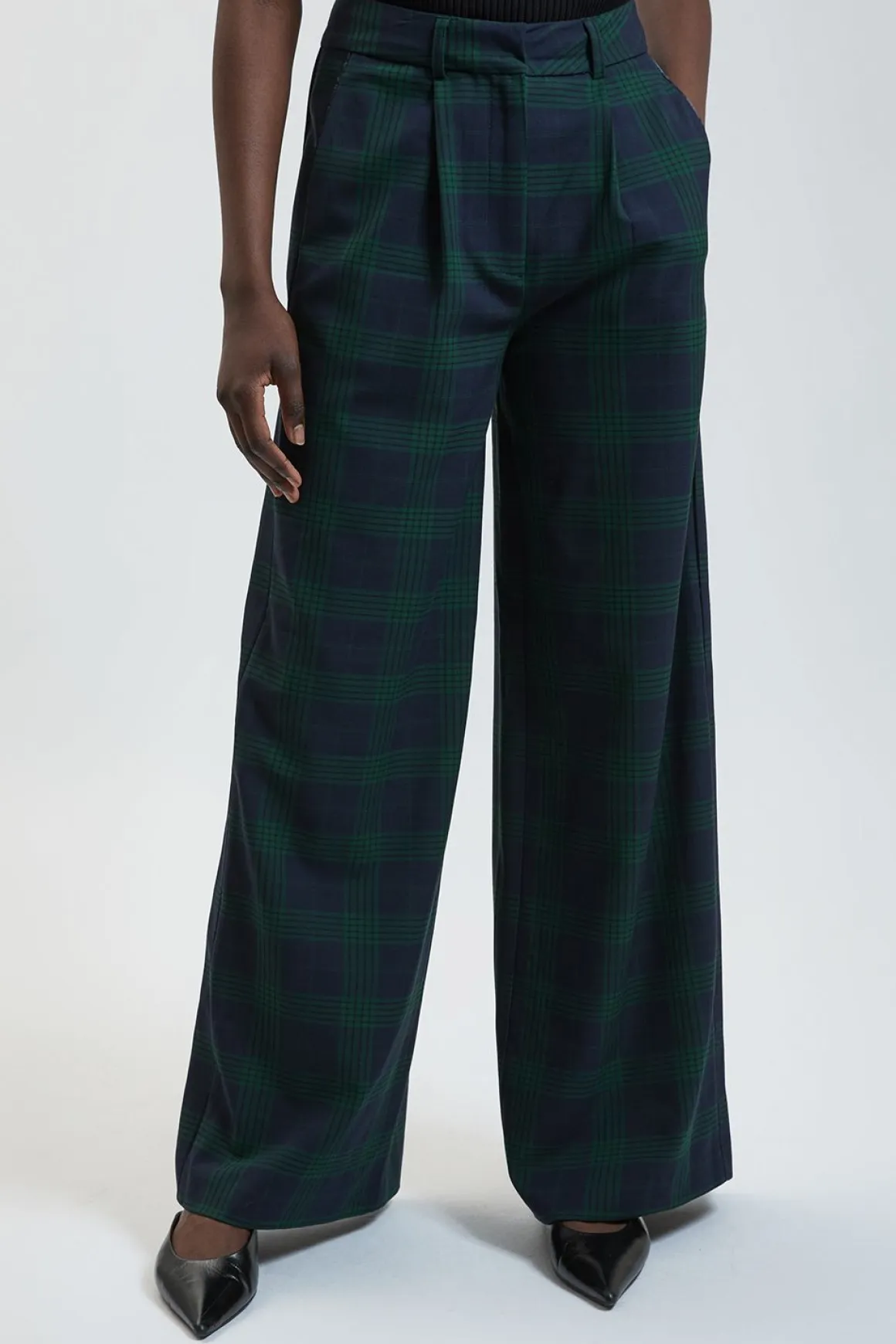 Pantalon Large Tailleur À Carreaux Tartan