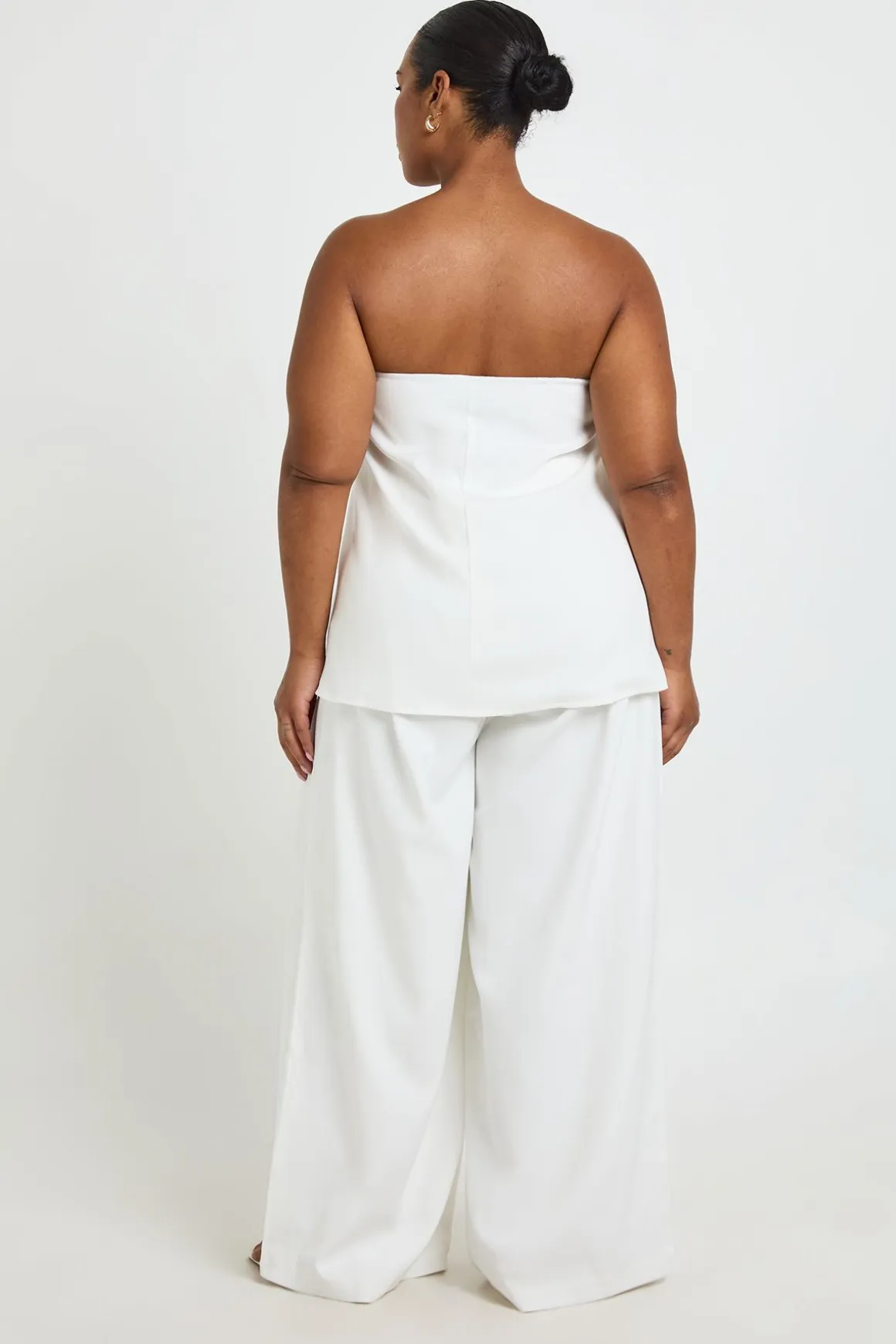 Pantalon Large Tailleur À Ceinture Dissimulée Grande Taille