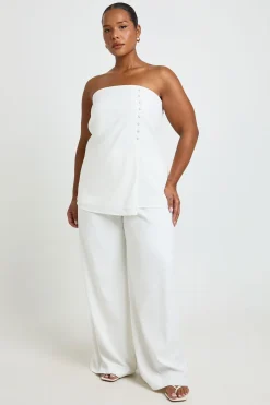 Pantalon Large Tailleur À Ceinture Dissimulée Grande Taille
