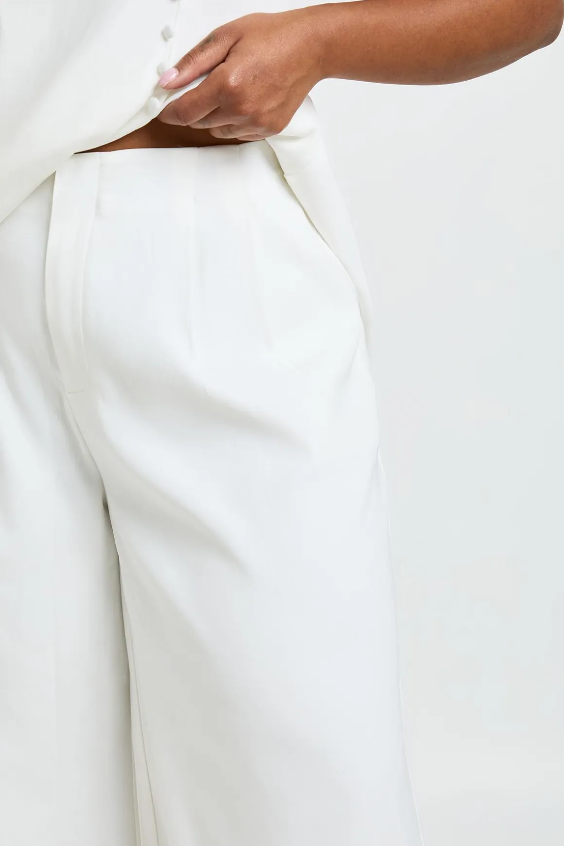 Pantalon Large Tailleur À Ceinture Dissimulée Grande Taille