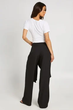 Pantalon Large Tailleur Chiné À Superposition Nouée Coupe Tall