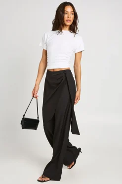 Pantalon Large Tailleur Chiné À Superposition Nouée Coupe Tall