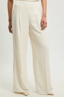 Pantalon Large Tailleur En Crêpe Satiné Dos Petite