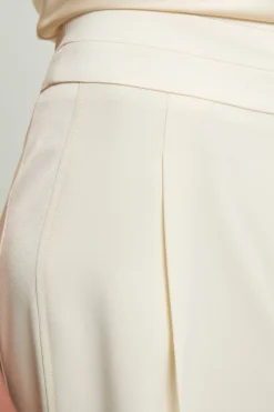 Pantalon Large Tailleur En Crêpe Satiné Dos Petite