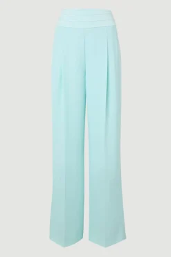 Pantalon Large Tailleur En Crêpe Satiné Dos