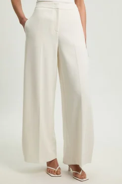 Pantalon Large Tailleur En Tissu Stretch Compact