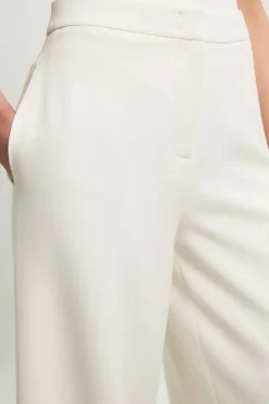 Pantalon Large Tailleur En Tissu Stretch Compact