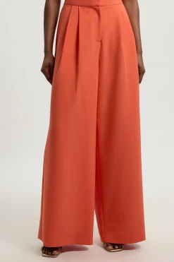 Pantalon Large Tailleur En Viscose Stretch Compacte