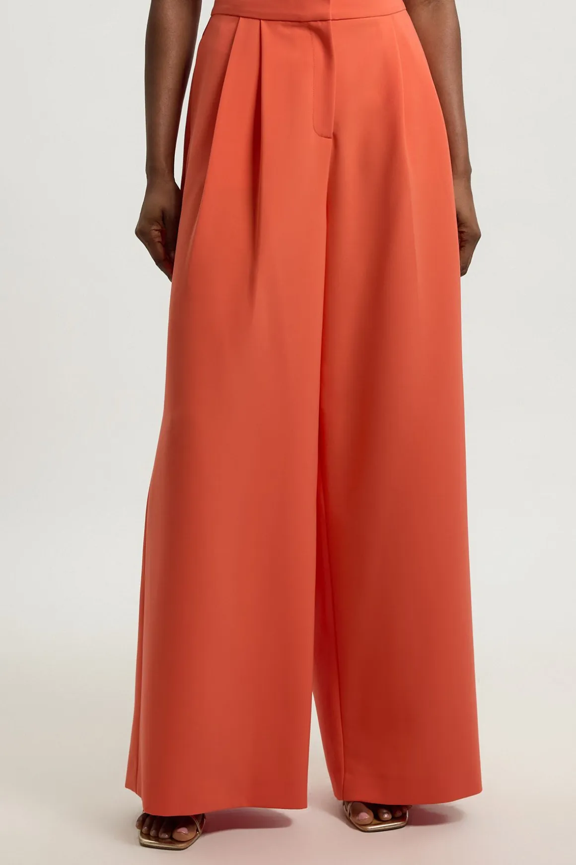 Pantalon Large Tailleur En Viscose Stretch Compacte
