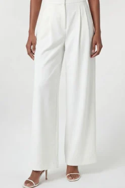 Pantalon Large Tailleur En Viscose Stretch Compact Petite