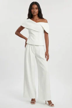 Pantalon Large Tailleur En Viscose Stretch Compact Petite