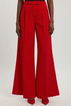 Pantalon Large Tailleur En Viscose Compacte