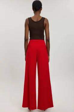 Pantalon Large Tailleur En Viscose Compacte