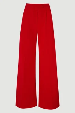 Pantalon Large Tailleur En Viscose Compacte