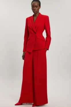 Pantalon Large Tailleur En Viscose Compacte