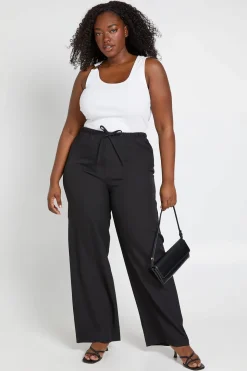 Pantalon Large Tailleur Grande Taille Avec Cordon De Serrage