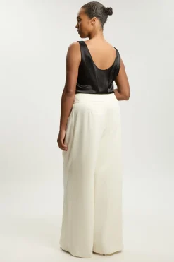Pantalon Large Tailleur Grande Taille En Crêpe Satiné