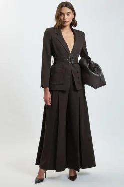 Pantalon Large Tailleur À Jambes Évasées