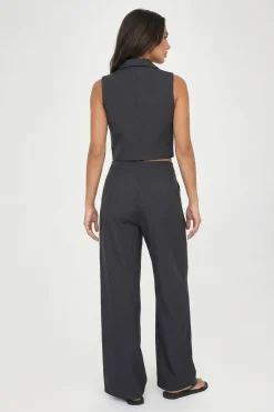 Pantalon Large Tailleur À Pinces Devant Effet Lin Petite