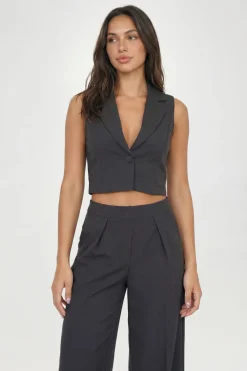 Pantalon Large Tailleur À Pinces Devant Effet Lin Petite
