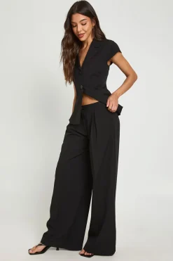 Pantalon Large Tailleur À Pinces Devant