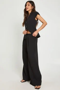 Pantalon Large Tailleur À Pinces Devant