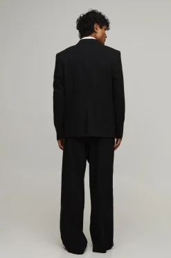 boohooMAN Pantalon Large Tailleur À Plis Aspect Lin<Homme Ensembles|Costumes Et Tenues Formelles