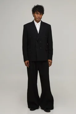 boohooMAN Pantalon Large Tailleur À Plis Aspect Lin<Homme Ensembles|Costumes Et Tenues Formelles