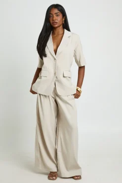 Pantalon Large Tailleur À Plis Plats