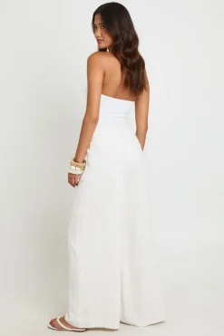 boohoo Pantalon Large Tailleur Plissé À Rayures Effet Lin<Femme Pantalons|Tons Neutres