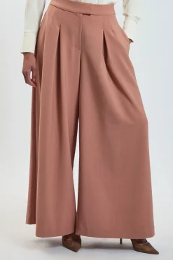 Pantalon Large Tailleur À Plis Élégants