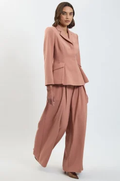 Pantalon Large Tailleur À Plis Élégants