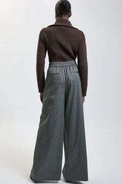 Pantalon Large Tailleur À Rayures