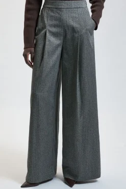 Pantalon Large Tailleur À Rayures